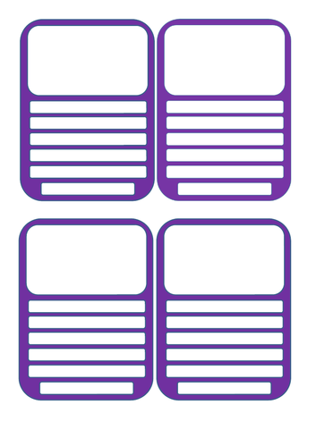 Blank Top Trump Cards - Fill them in yourself!