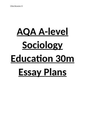sociology education essay plans