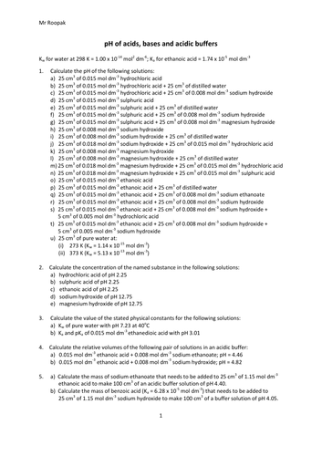 A-level Year 2 Chemistry Worksheets