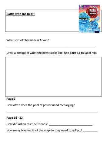 Battle with the Beast Guided reading resources Project X turquoise