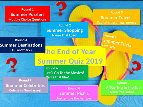 The End Of Year Summer Quiz 2019 Teaching Resources