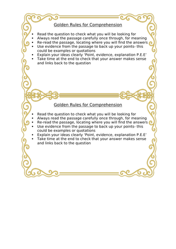 English- Golden Rules for comprehension