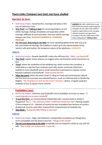 Post-1900 Anthology and 'Wuthering Heights' // Comparisons AQA