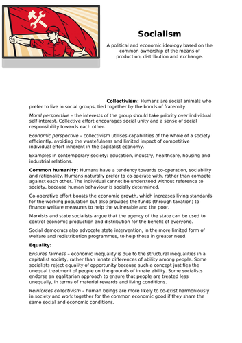 Edexcel AS Politics (New Spec) Core Ideologies - Socialism Revision Document