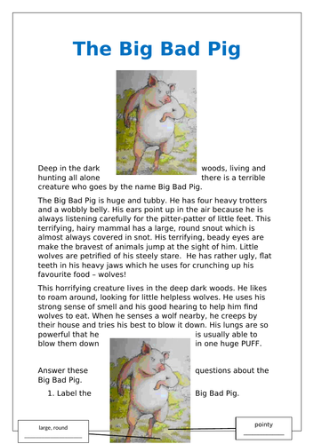 Big bad wolf writing paper image