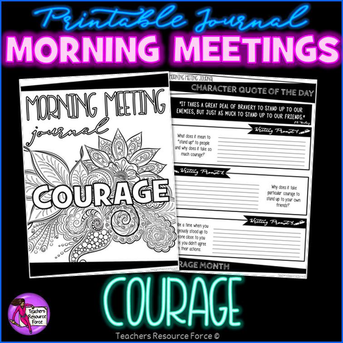 COURAGE Character Education Tutor Time Printable Journal