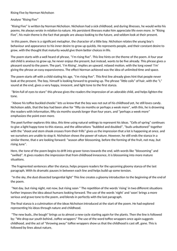 Rising Five Norman Nicholson