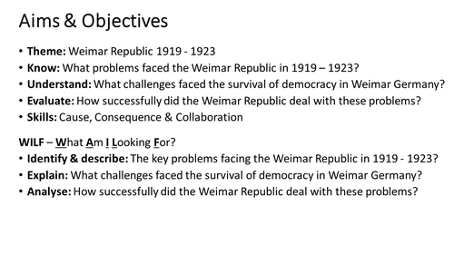 Weimar Republic 1919 - 1923