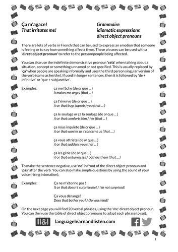 French - idiomatic expressions - Ça m'agace ! (That irritates me!)