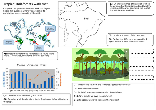 Tropical Rainforests worksheet
