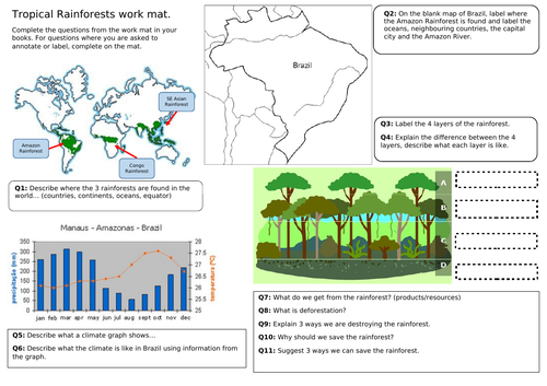 Tropical Rainforests worksheet | Teaching Resources