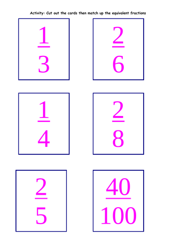 Equivalent Fractions - Loop Cards & Matching Games
