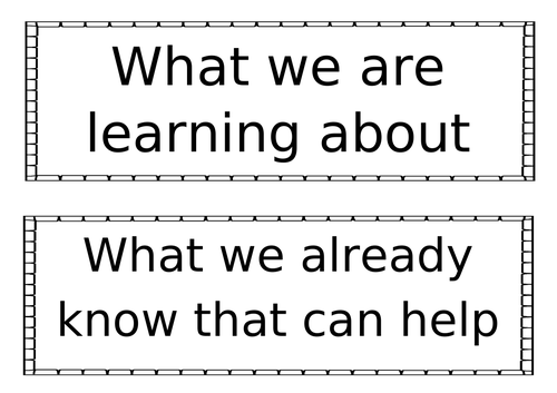 Maths Working Wall Subheadings