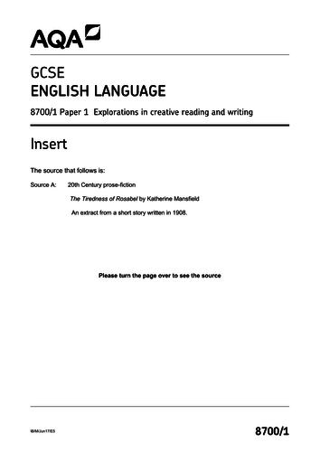 AQA English Language Paper 1: The Tiredness of Rosabel exam deconstruction