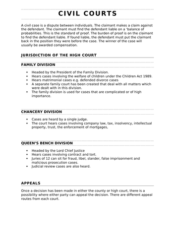 a-level-law-civil-courts-detailed-topic-summary-teaching-resources