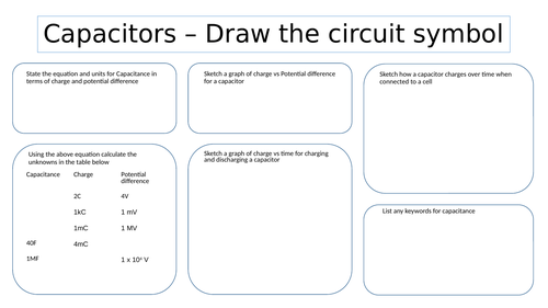 Revision mat for capacitors A level AQA