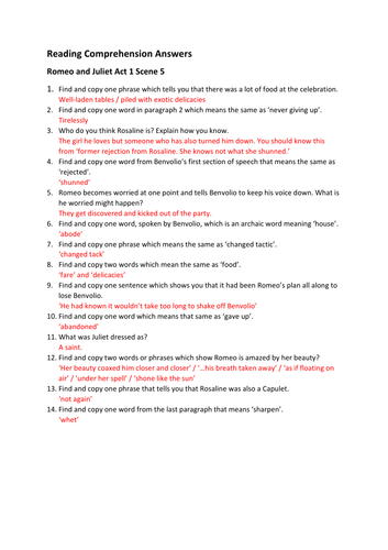 Romeo And Juliet Act 1 Scene 5 Shakespeare Narrative Retelling Teaching Resources