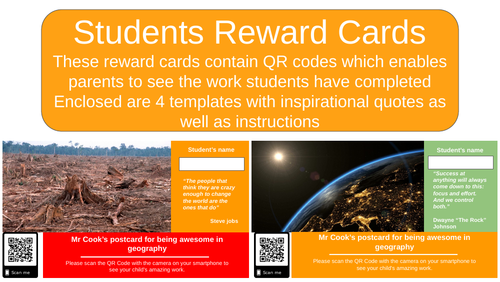 Praise Cards / Reward Cards with QR Code