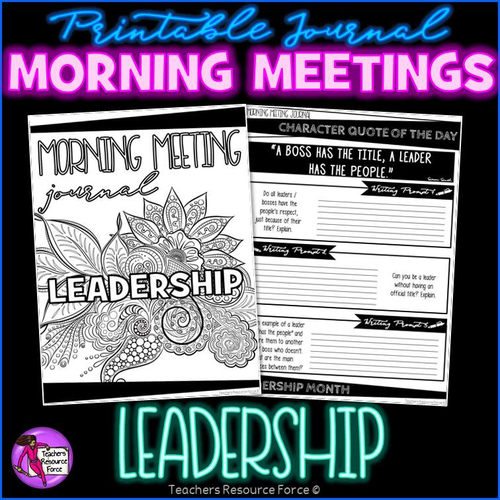 LEADERSHIP Character Education Tutor Time Printable Journal