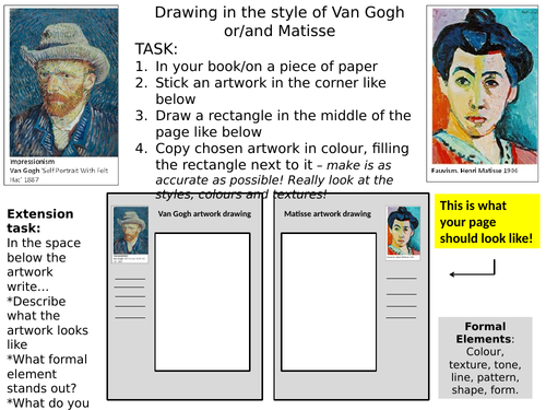 Cover lesson - Van Gogh/Matisse portrait drawing