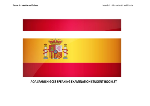 AQA Spanish GCSE speaking preparation booklet for students