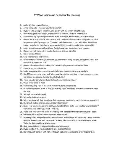 99 ways to improve classroom management