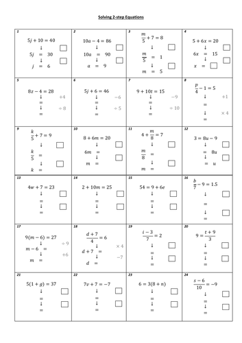 Solving Equations with structure (2-step equations)