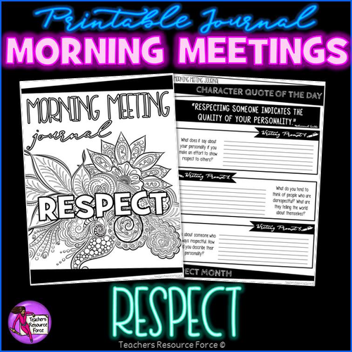 RESPECT Character Education Tutor Time Printable Journal