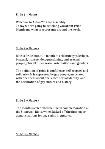 LGBTQ+ Pride Month Assembly