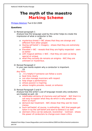 National 5 RUAE Practice Paper - The Myth of the Maestro