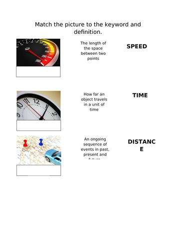 Starter for speed, distance and time