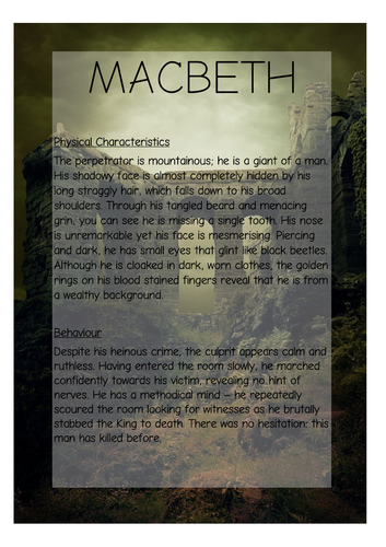 KS2 Character Description Macbeth