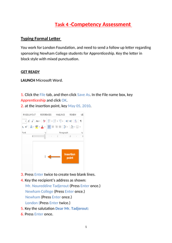 Microsoft Word  Competency Assessment
