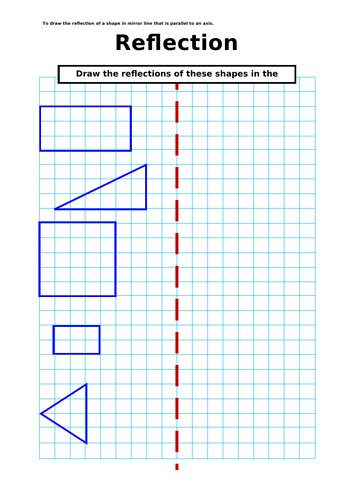reflect a shape across a mirror line  - worksheets & challenges - Y5 and Y6