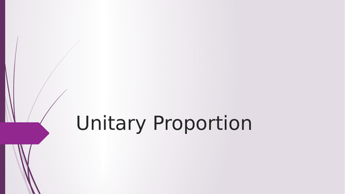 Proportion using the unitary method
