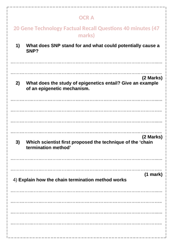 Gene Technology OCR A Revision Questions