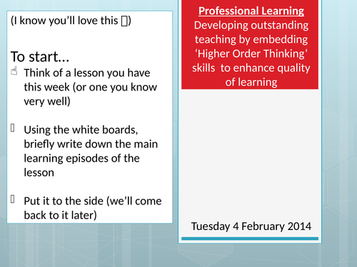 Professional Learning - Blooms Taxonomy