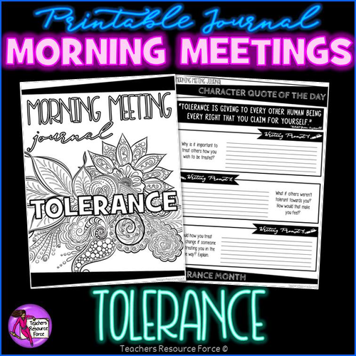 TOLERANCE Character Education Tutor Time Printable Journal