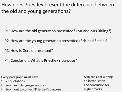 Old Young generation An Inspector Calls Exam question walkthrough