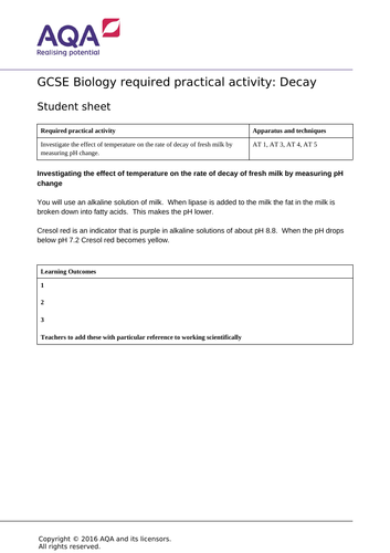 GCSE Biology required practical Decay resources