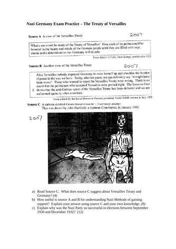 Treaty of Versaille Source Question