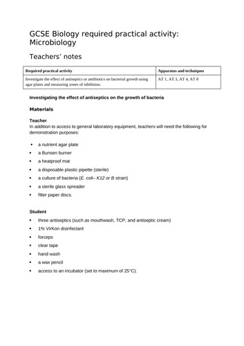 AQA GCSE Required Practical Microbiology