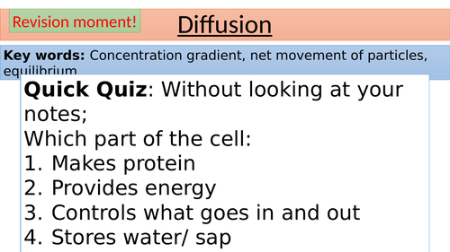 AQA GCSE CELL BIOLOGY TRANSPORT IN CELLS PPTS