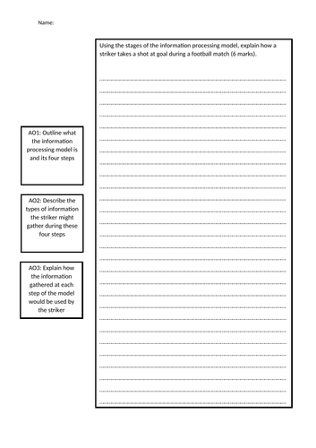 GCSE PE Information porcessing exam question