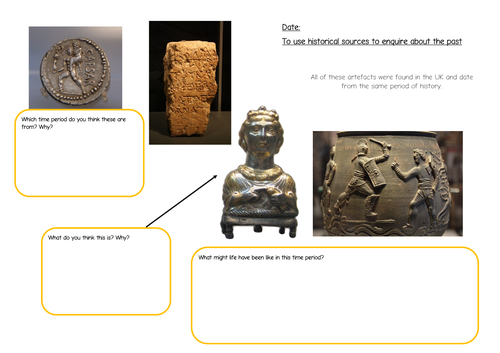 KS2 Roman artefacts historical enquiry worksheet