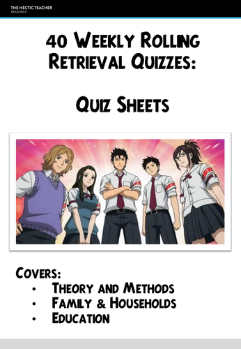 AQA A Level Sociology - 40 weekly Retrieval Quiz Grids with Answers