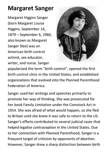 Margaret Sanger Handout