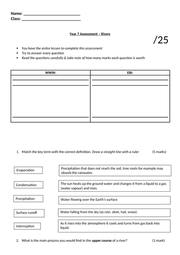 KS3 Rivers Assessment