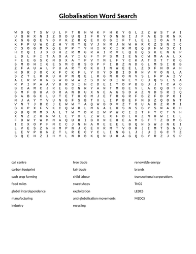 Globalisation Word Search