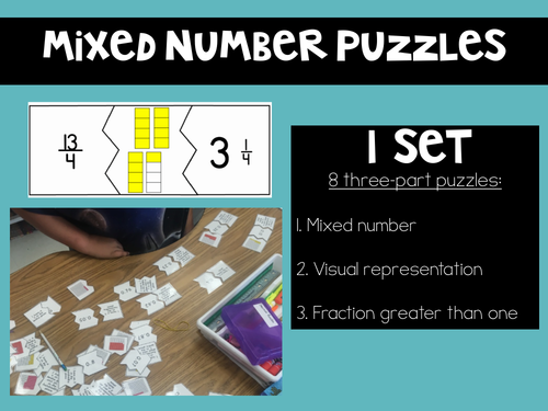 FREE Visual Representation Puzzle: Improper Fractions and Mixed Numbers